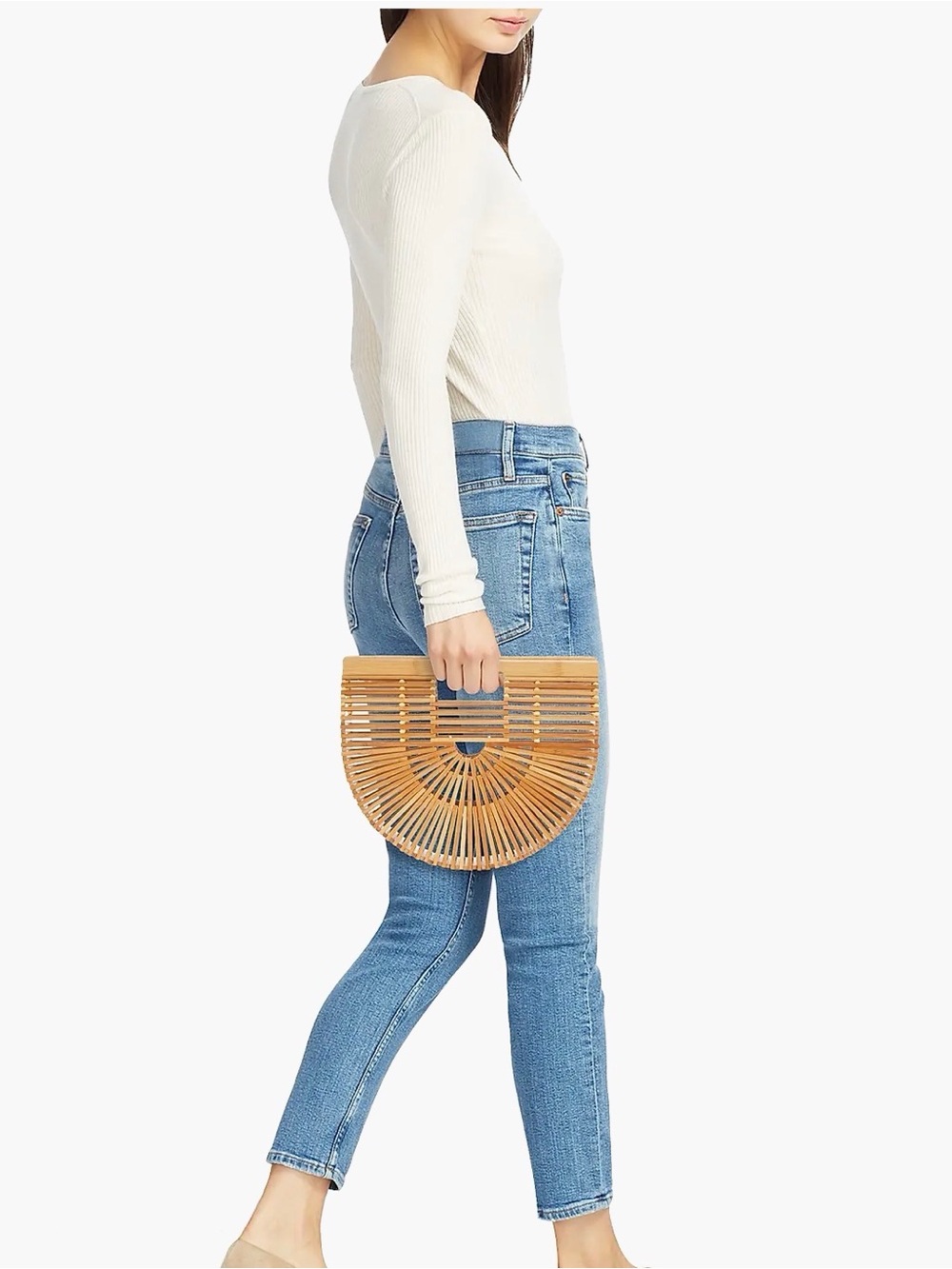 cult gaia Bamboo Ark Handheld Clutch in Natural Tan